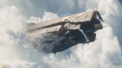 Halo 4 Ship in Clouds