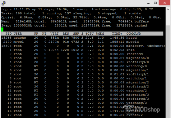 Red Hat top command