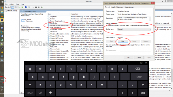 Disable Touch Keyboard - Services
